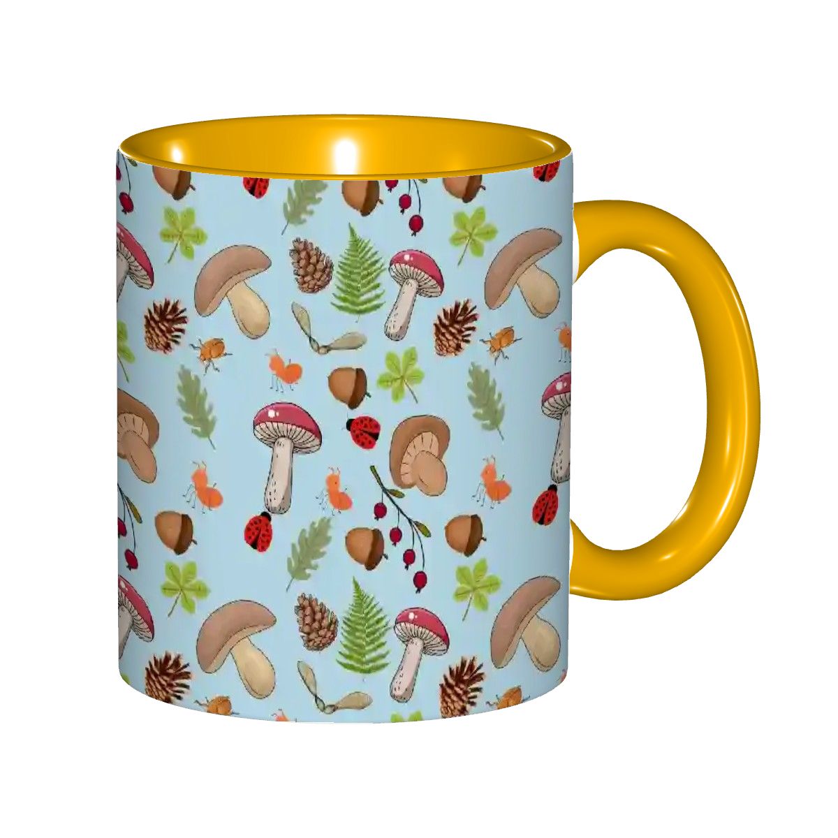 "Forest Floor, Blue" 11oz Mushroom Mug - Rabbit Haven