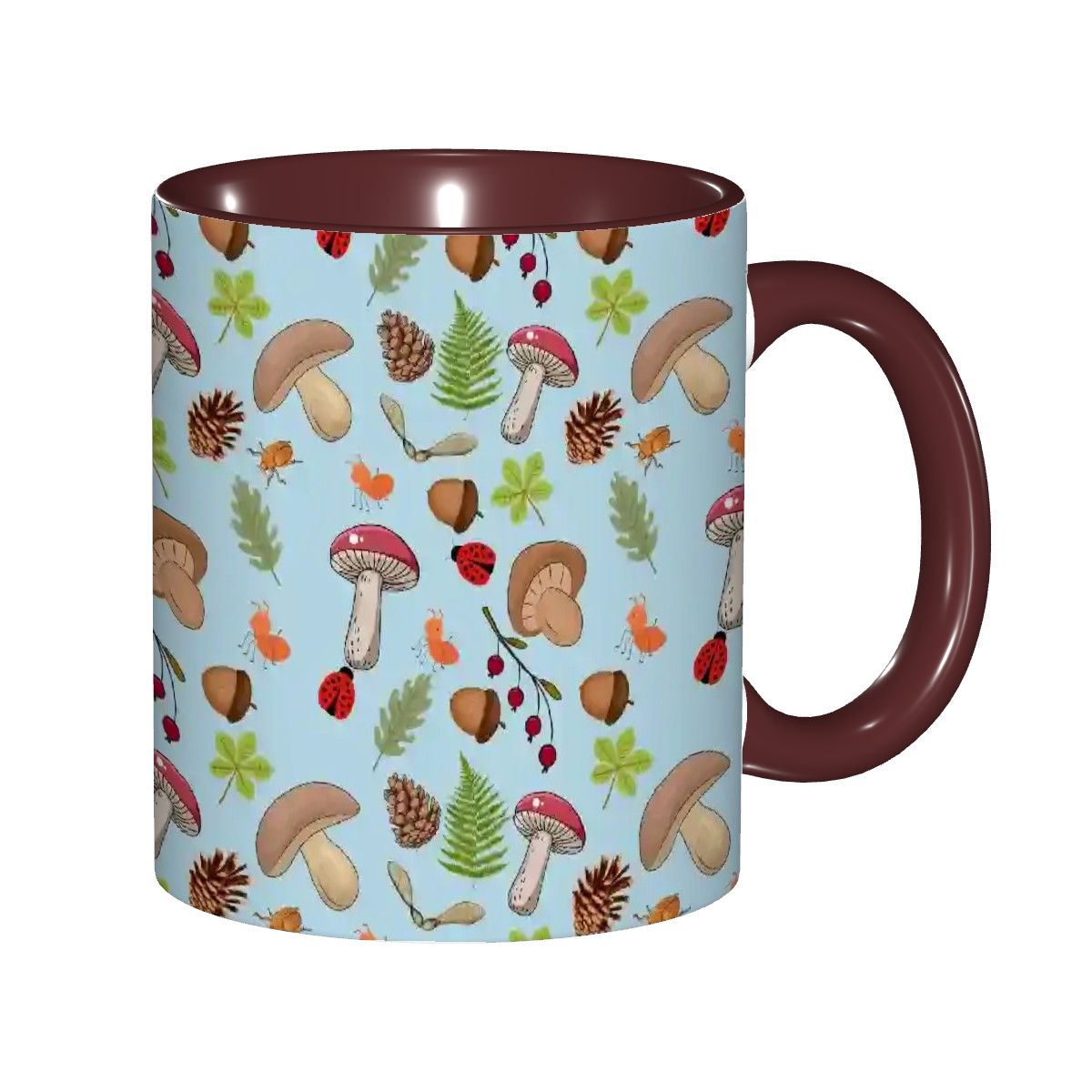 "Forest Floor, Blue" 11oz Mushroom Mug - Rabbit Haven
