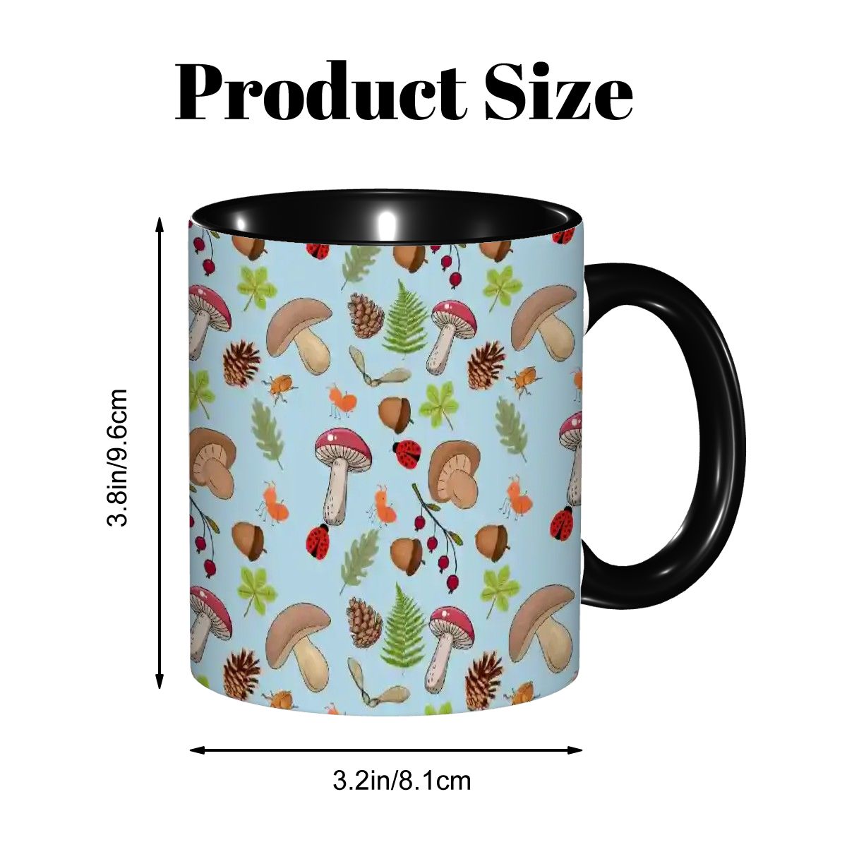 "Forest Floor, Blue" 11oz Mushroom Mug - Rabbit Haven