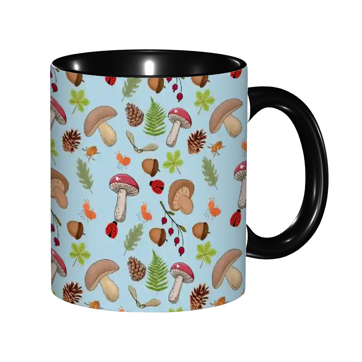 "Forest Floor, Blue" 11oz Mushroom Mug - Rabbit Haven