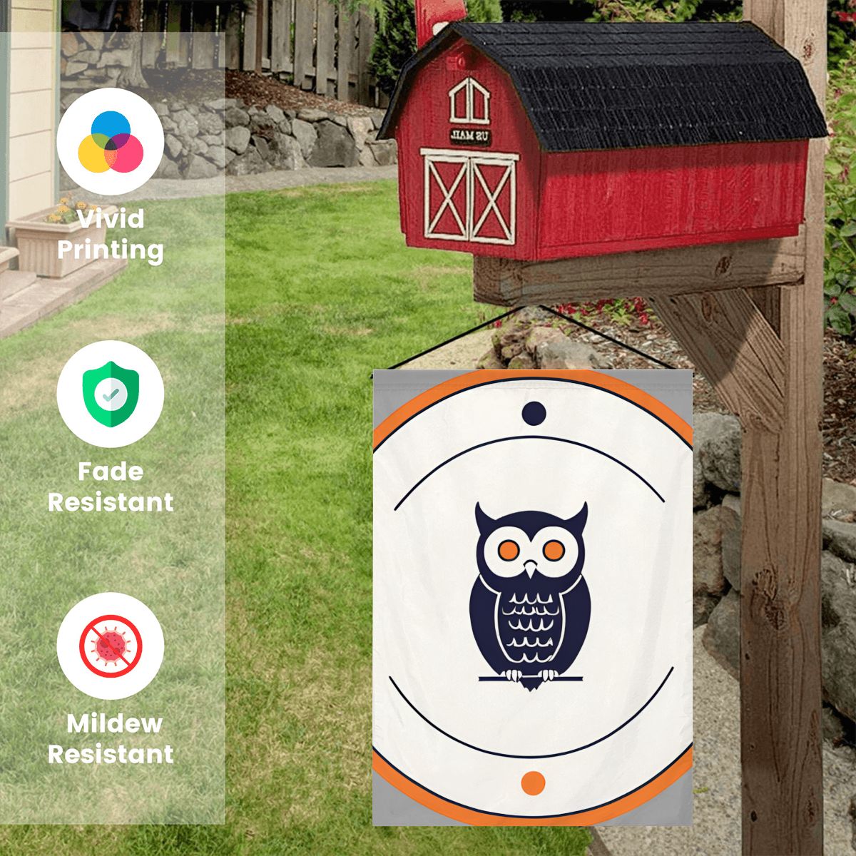 Wise Watcher Owl Garden Flag – Minimalist Outdoor Yard Banner