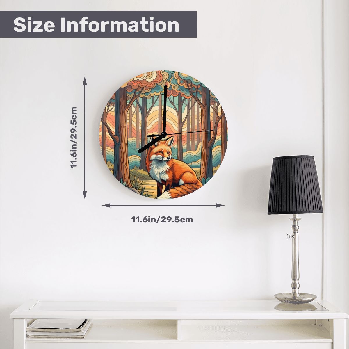 "Sunset Scout" Woodland Fox Wall Clock