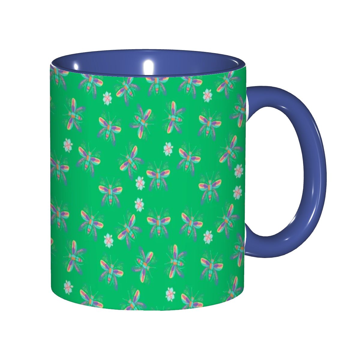 "Iridescent Flight, Green" 11oz Dragonfly Mug - Rabbit Haven