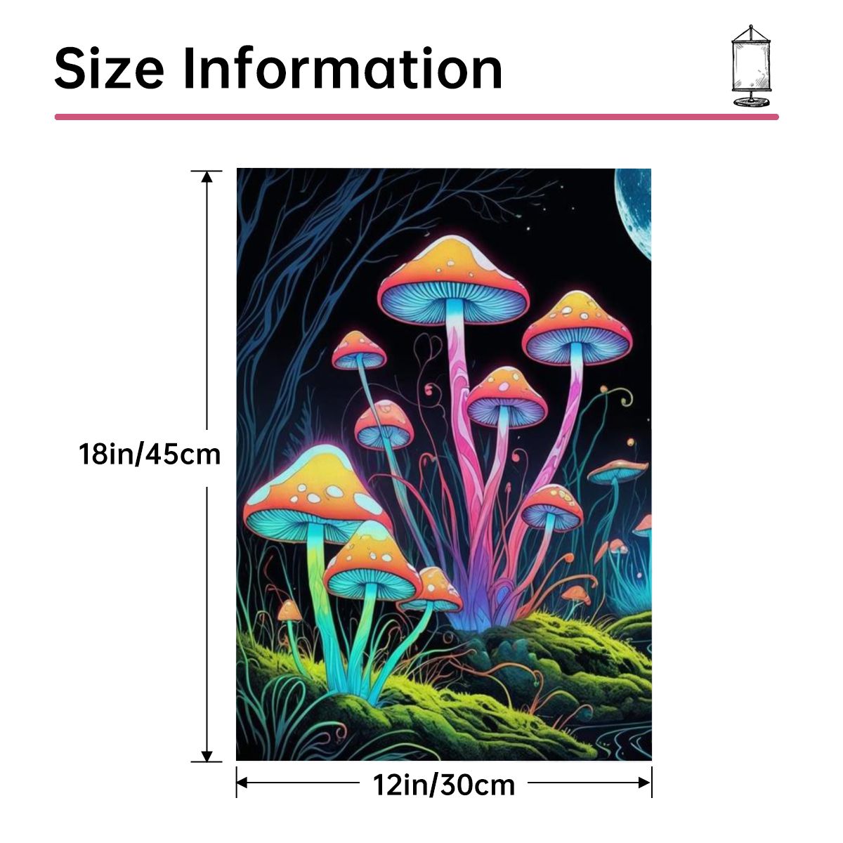 Starlit Mushrooms Garden Flag – Magical Neon Mushroom Outdoor Decor