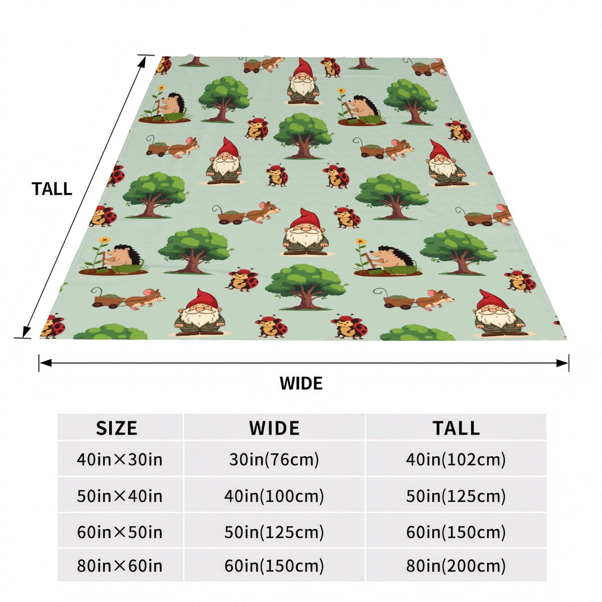 Gnome Folk & Friends Sage Green Blanket – Cozy Gnomes & Woodland Animals