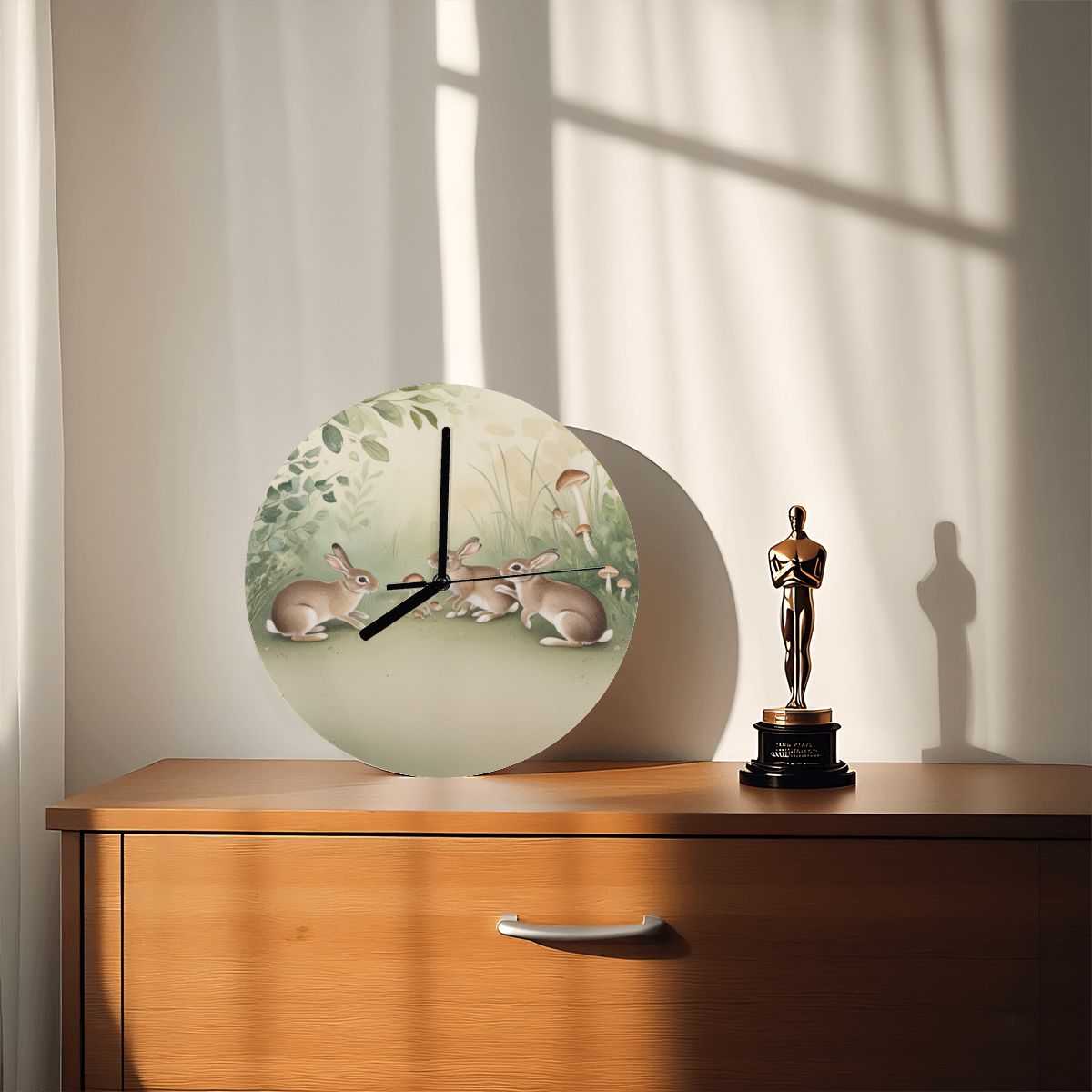 "Rabbit Rendezvous" Rabbit & Mushroom Wall Clock