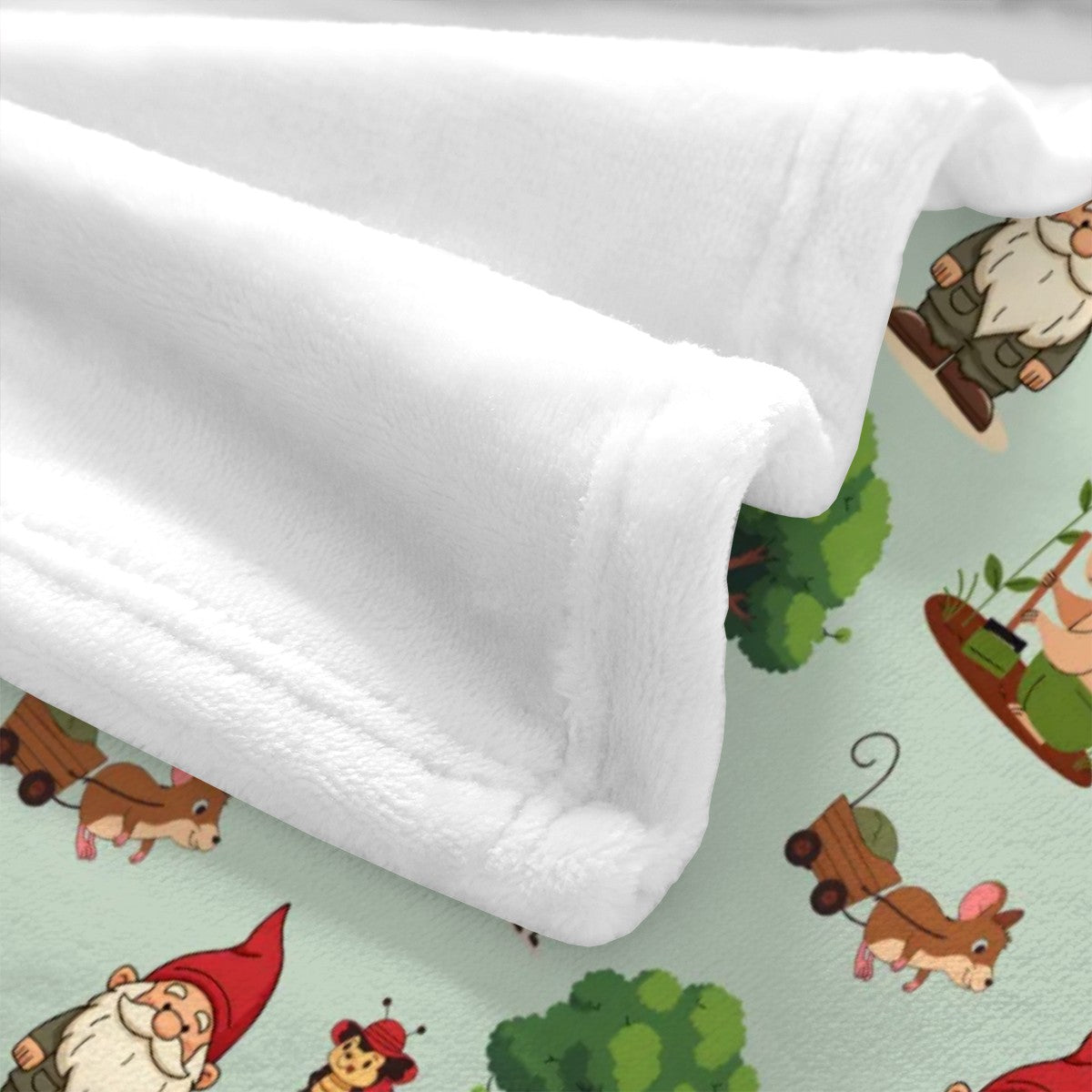 Gnome Folk & Friends Sage Green Blanket – Cozy Gnomes & Woodland Animals