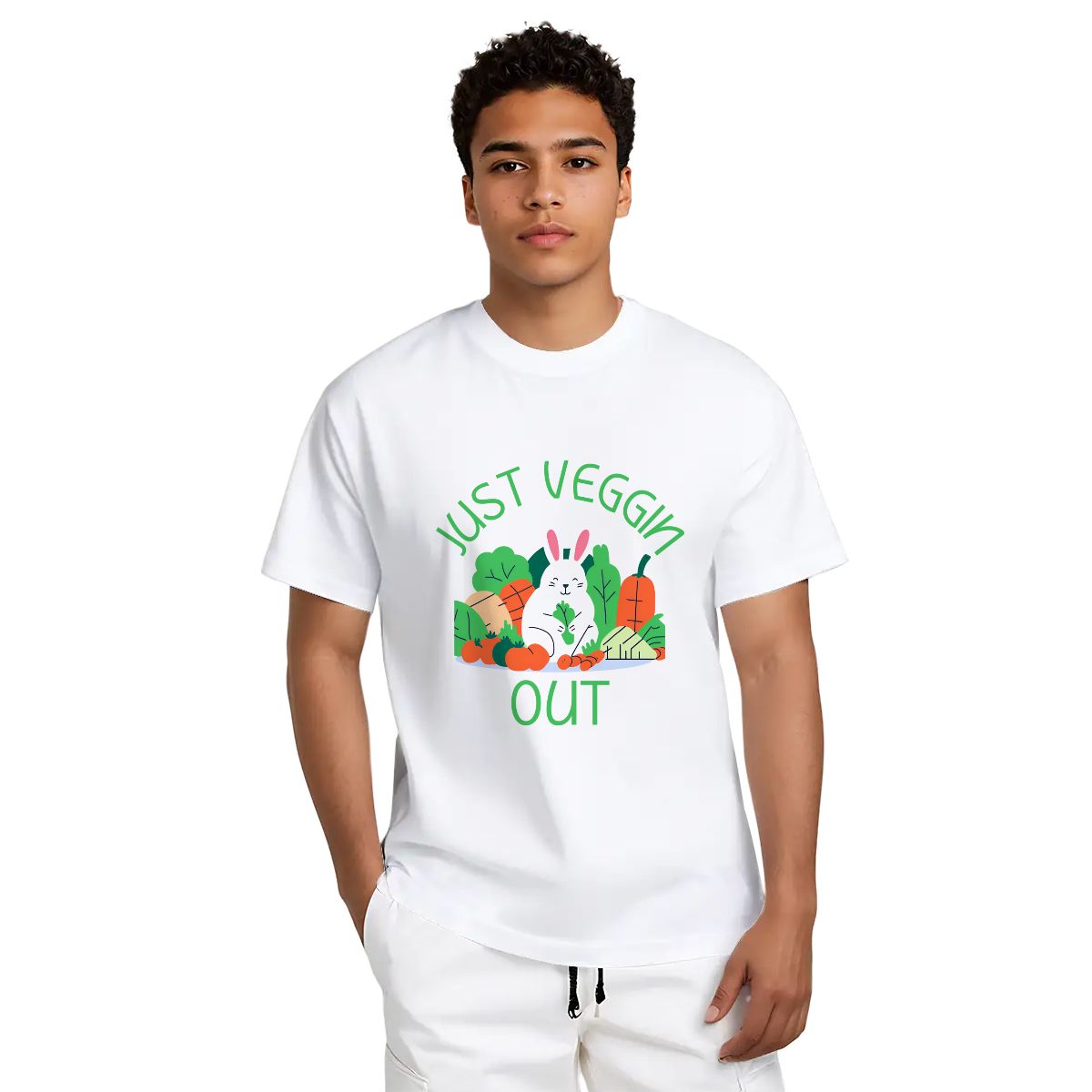 "Just Veggin Out" Rabbit T-Shirt - Rabbit Haven