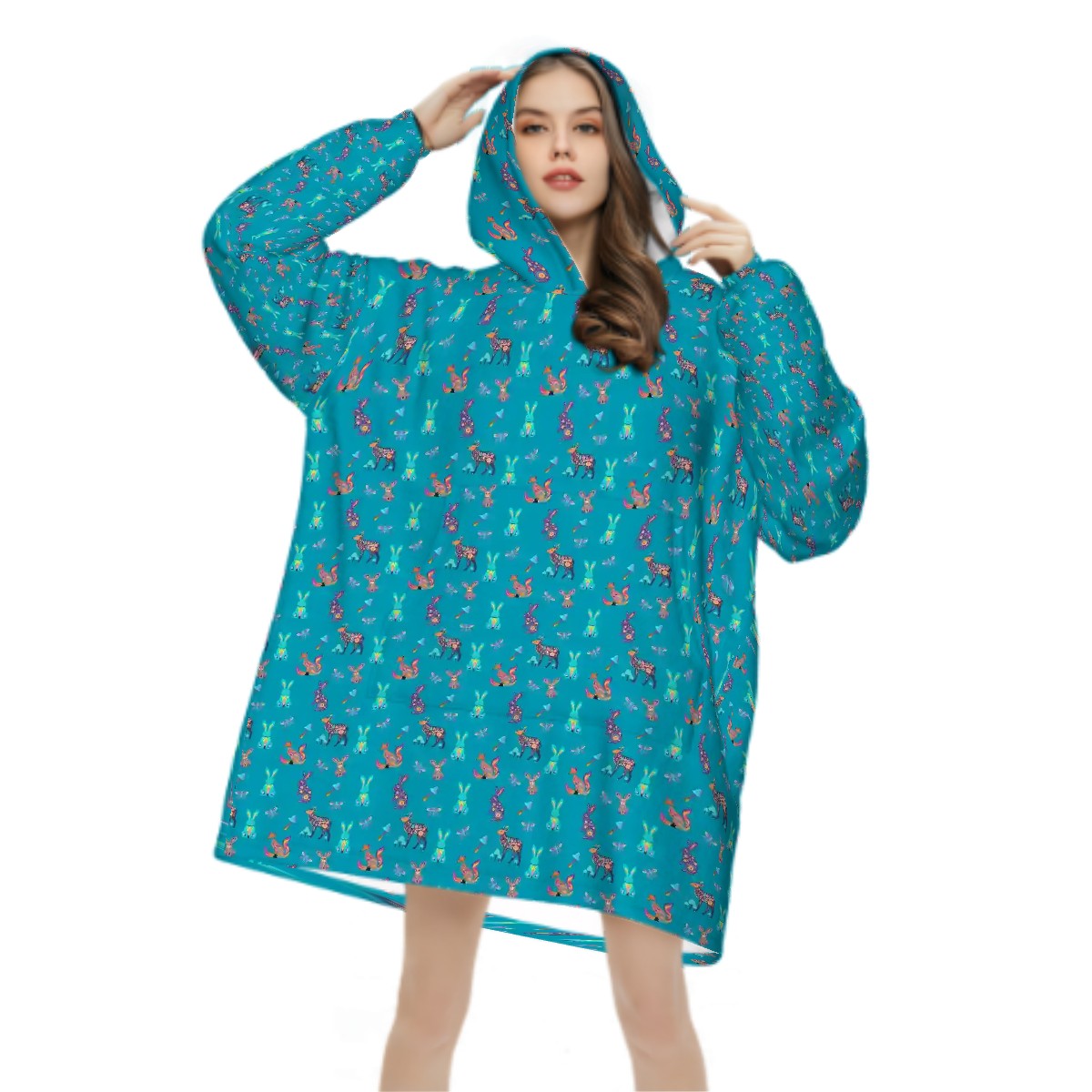 "Woodland Parade" Blanket Hoodie- Woodland Friends Whimsical Loungewear