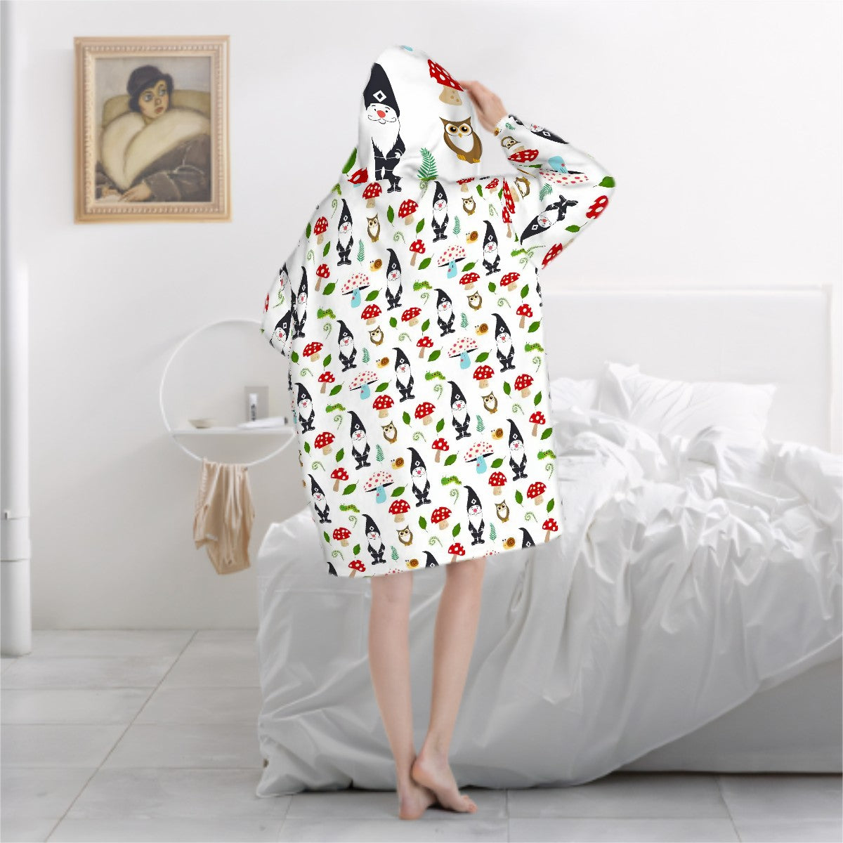 "Woodland Magic" Blanket Hoodie – Cozy Whimsical Loungewear with Gnomes