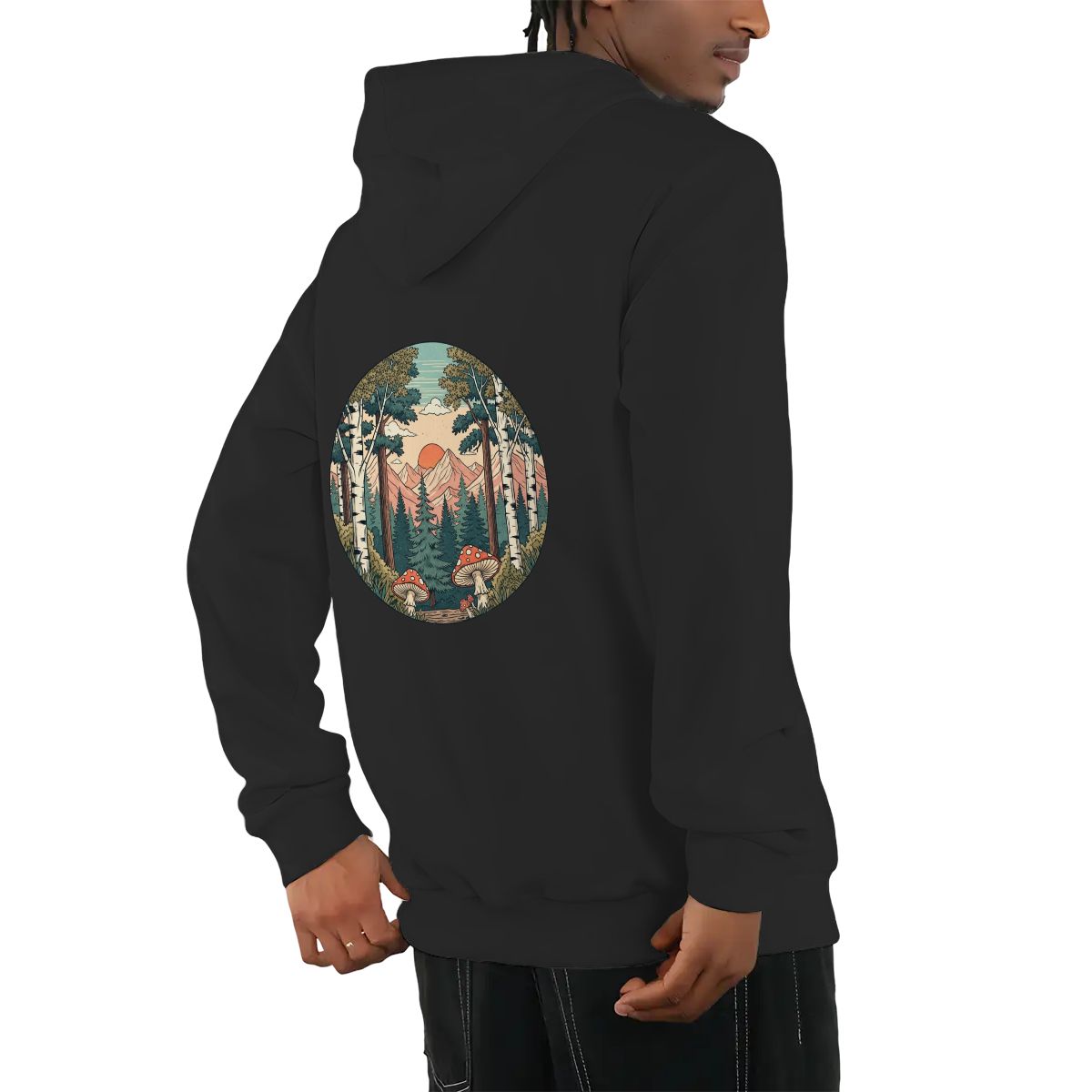"Fungi Peaks" Mushroom Adult Hoodie Double-Sided Design - Rabbit Haven