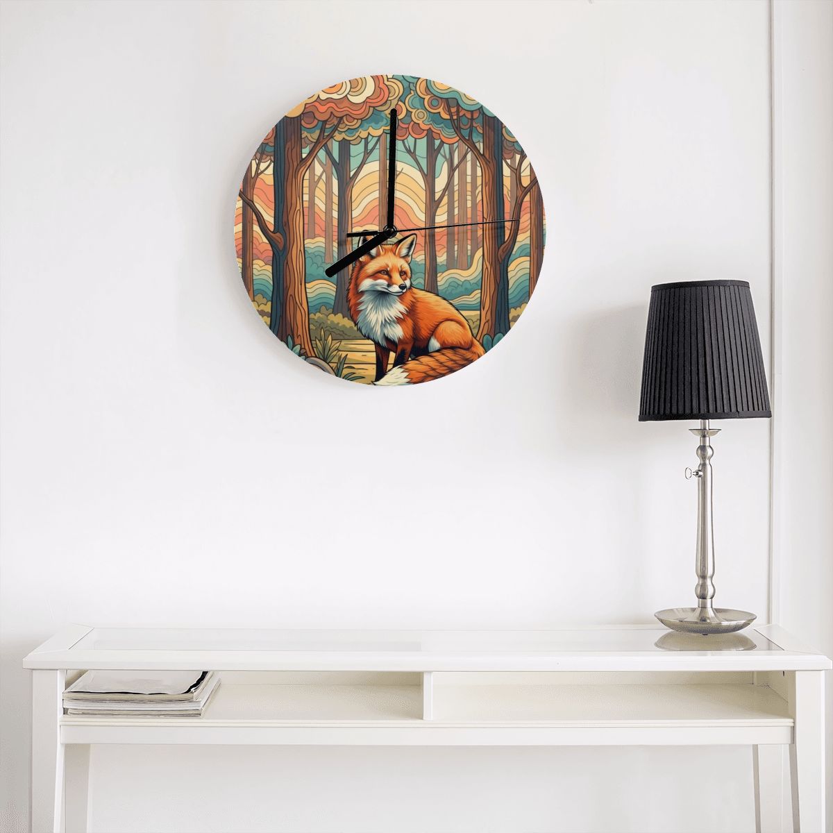 "Sunset Scout" Woodland Fox Wall Clock