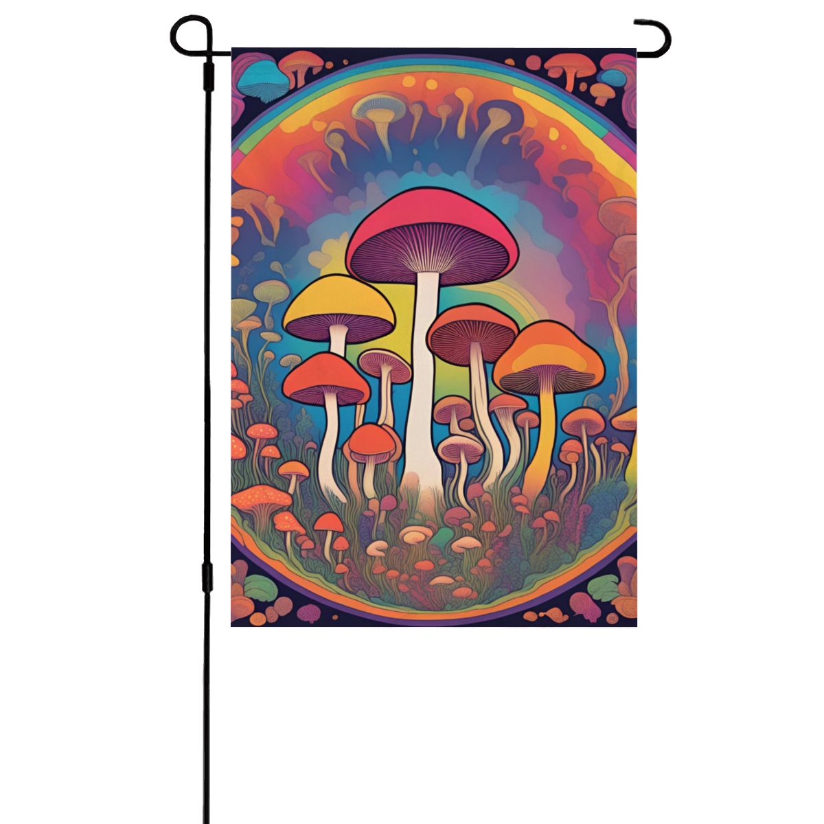 Shroom Portal Garden Flag – Vibrant Psychedelic Outdoor Decor