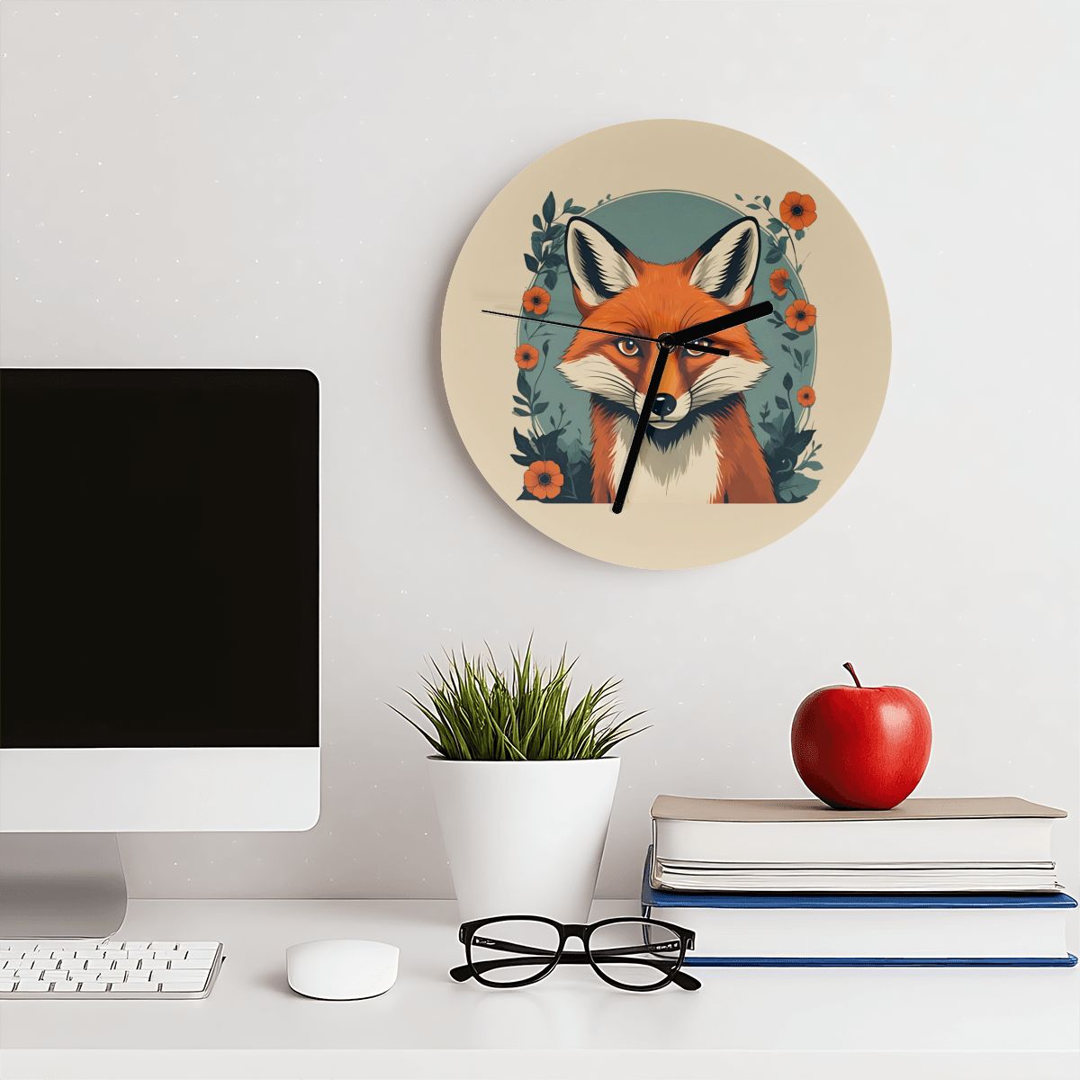 "Flora Fox" Woodland Wall Clock