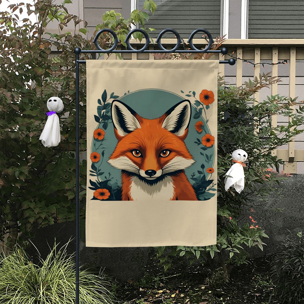 Flora Fox Garden Flag – Cute Fox and Floral Outdoor Decor