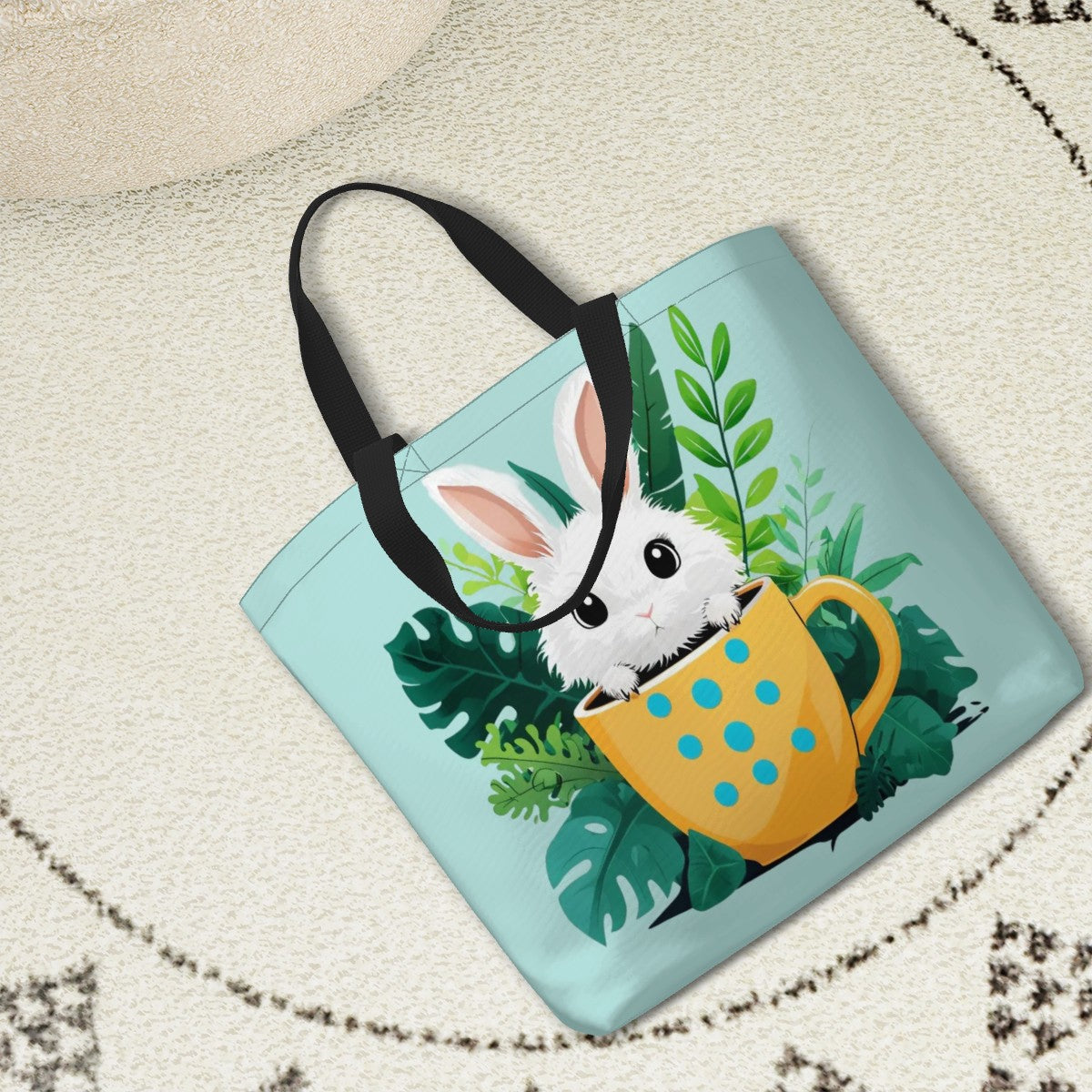 "Cuppa Bunny" Cute Rabbit in Teacup Nature Shoulder Bag
