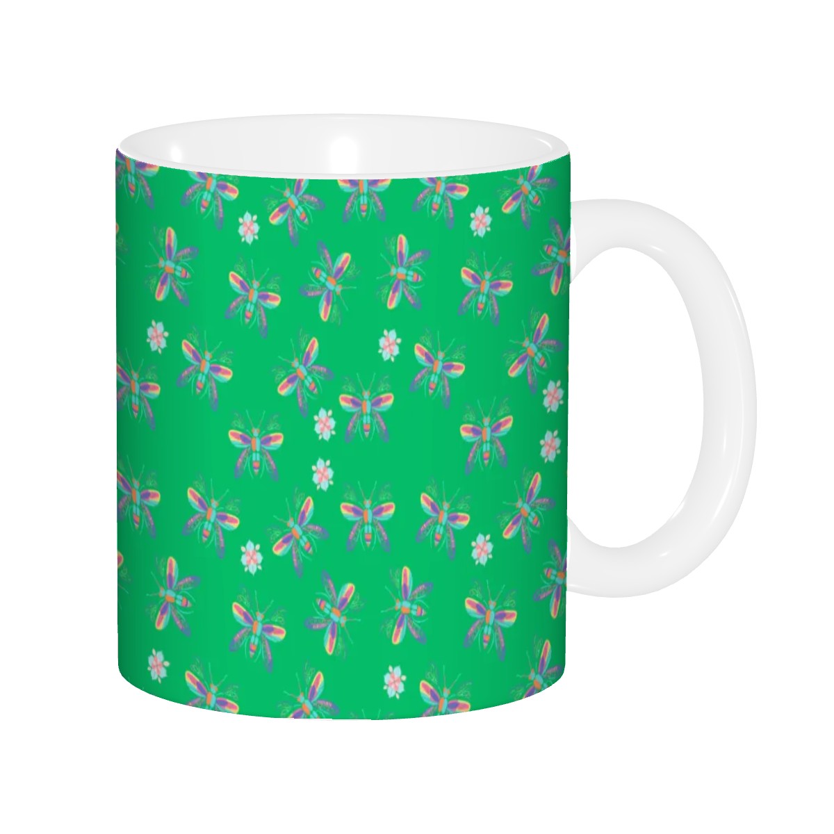 "Iridescent Flight, Green" 11oz Dragonfly Mug - Rabbit Haven