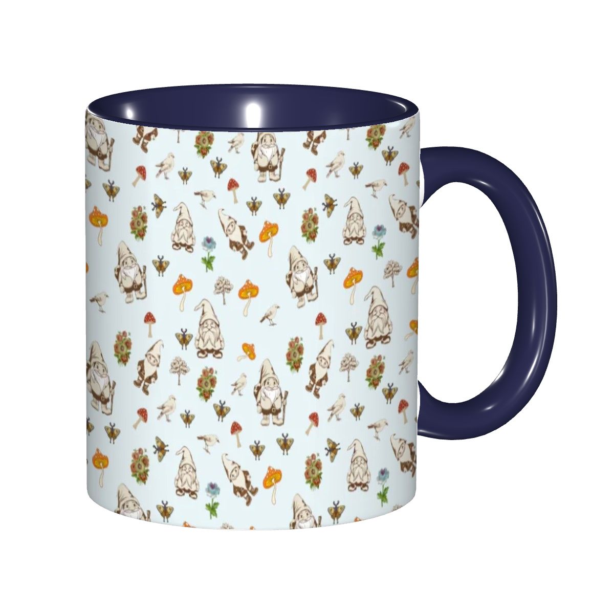 "Forest Folk, Light Blue" 11oz Gnome and Mushroom Mug - Rabbit Haven