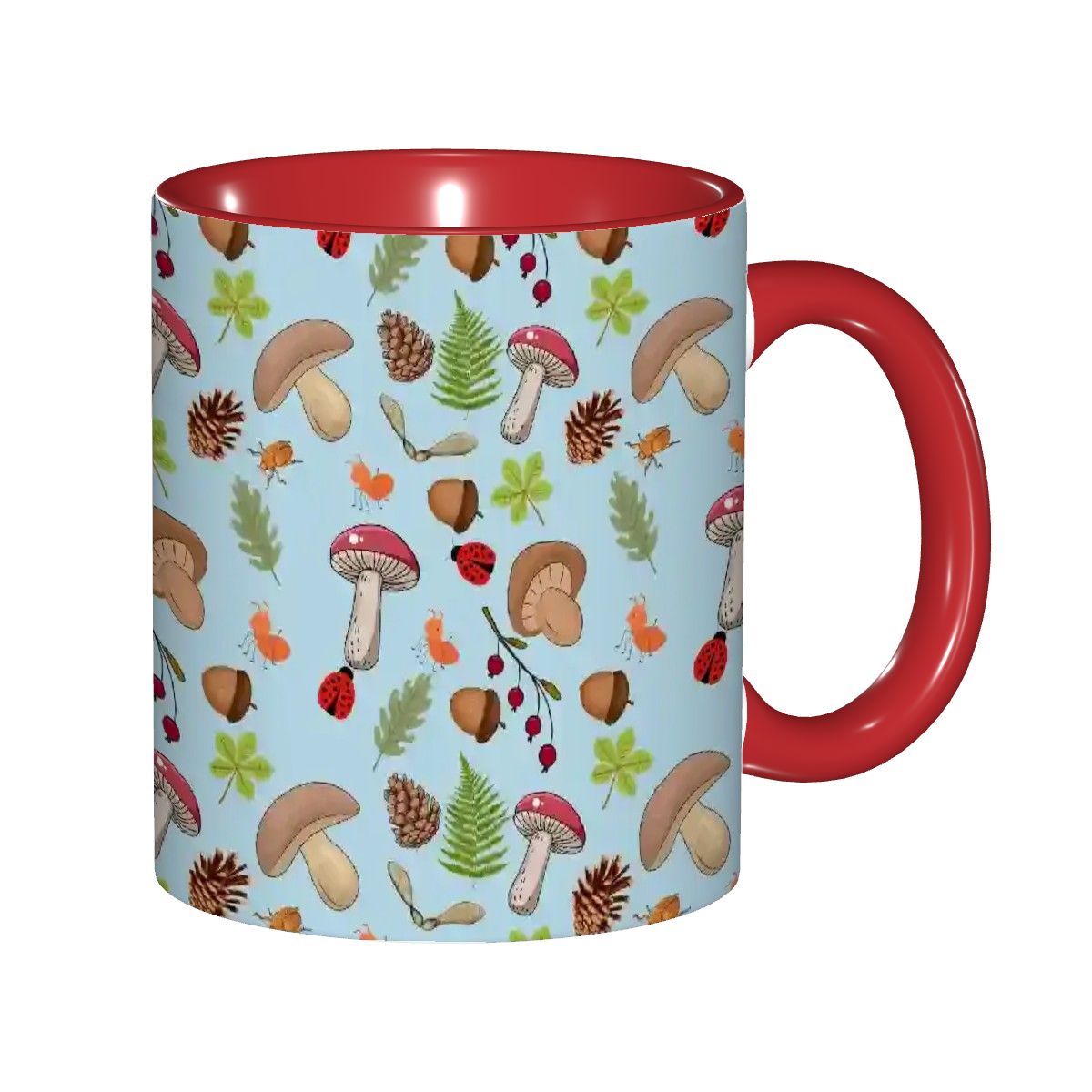 "Forest Floor, Blue" 11oz Mushroom Mug - Rabbit Haven
