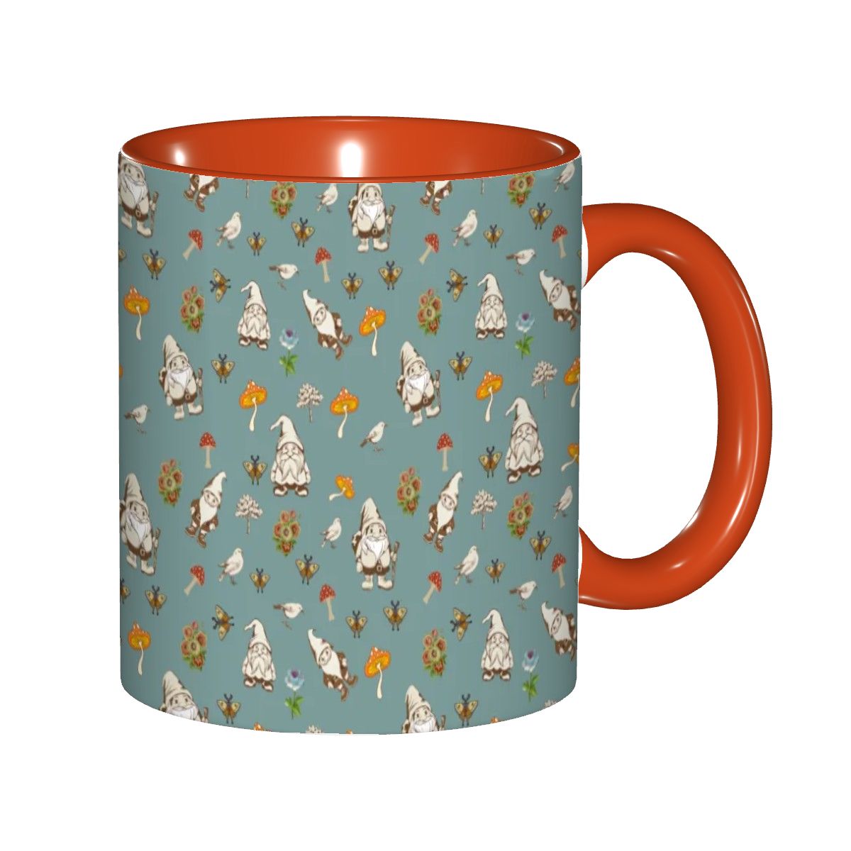 "Forest Folk, Slate Blue" 11oz Mushroom and Gnome Mug - Rabbit Haven
