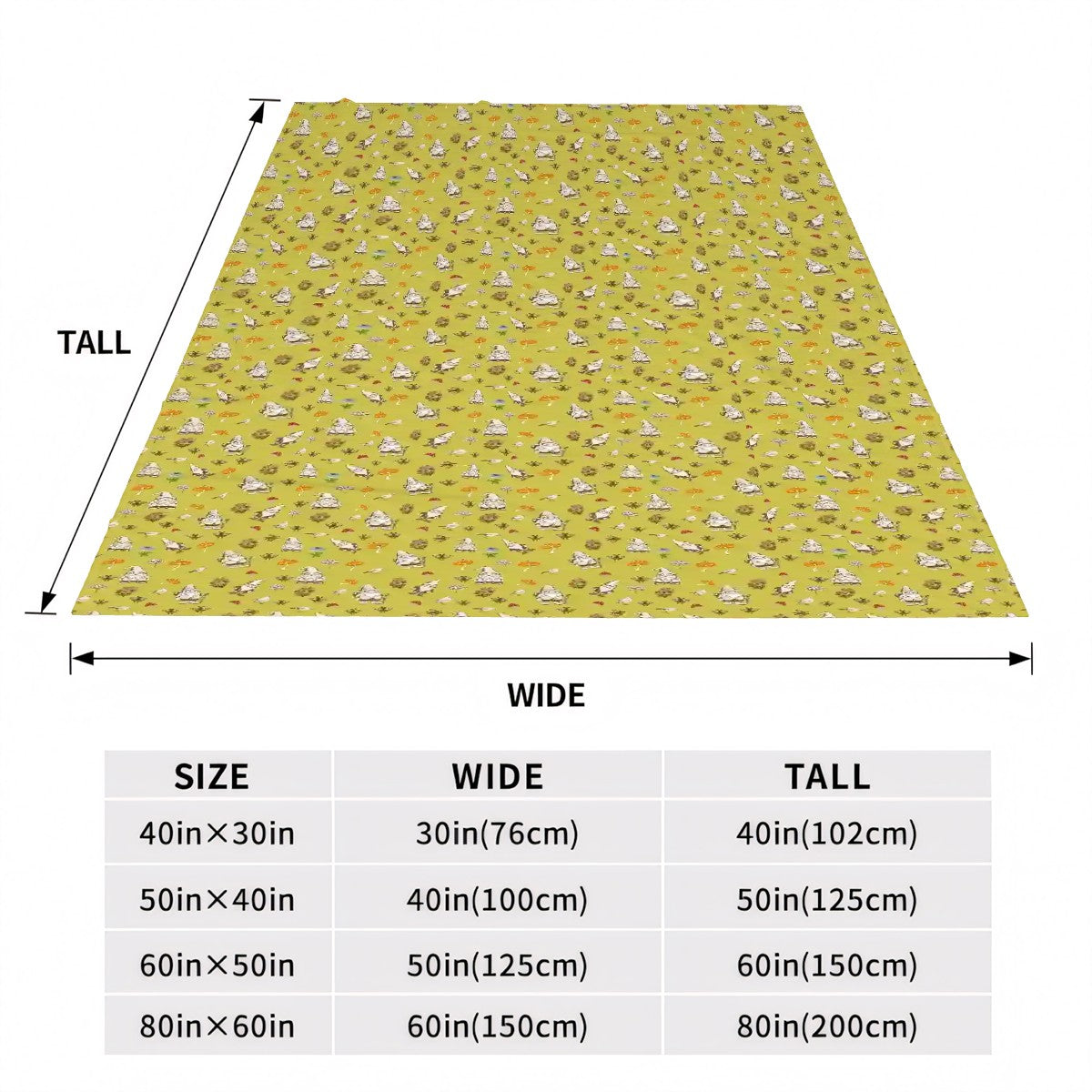 "Forest Folk" Olive Yellow Blankets - Rabbit Haven