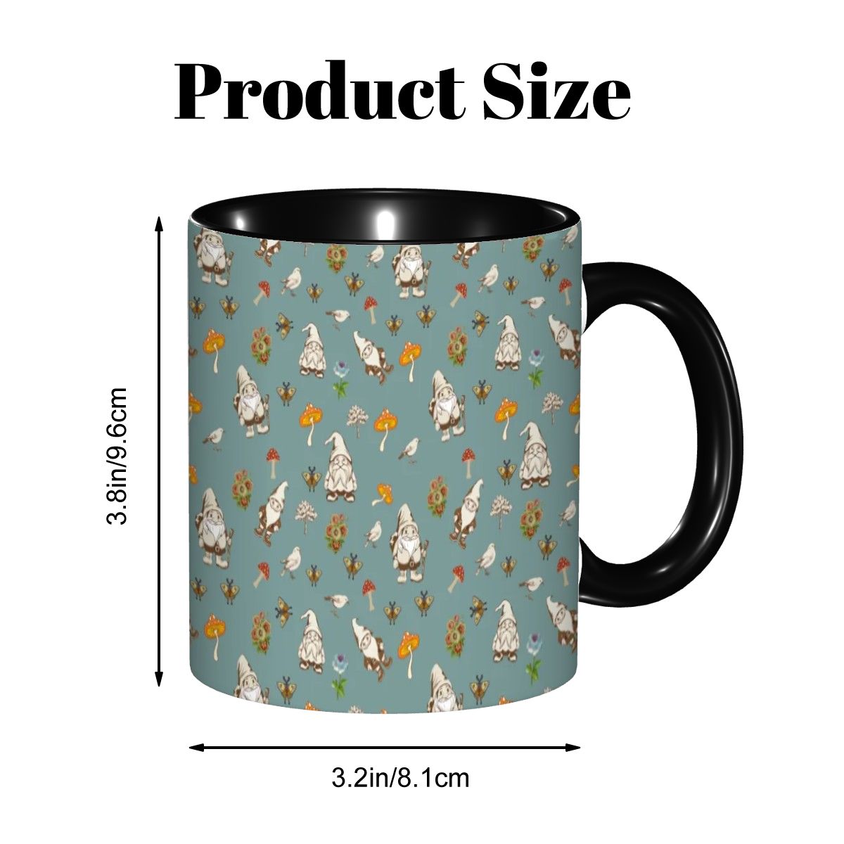 "Forest Folk, Slate Blue" 11oz Mushroom and Gnome Mug - Rabbit Haven