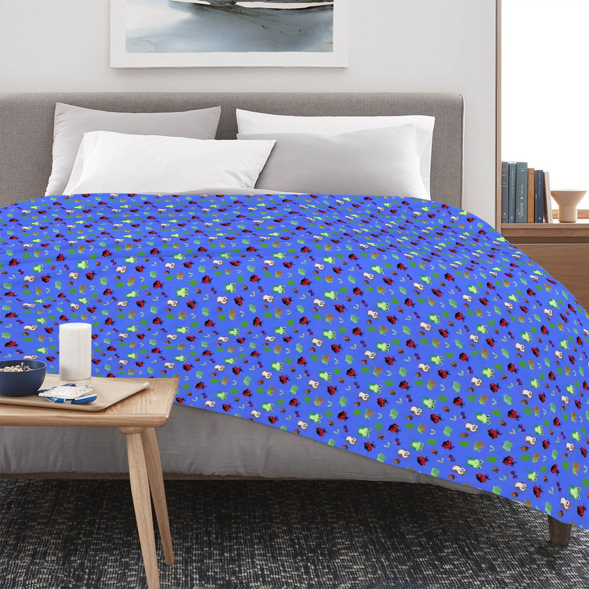 "Forest Frolic" Blue Blankets - Rabbit Haven