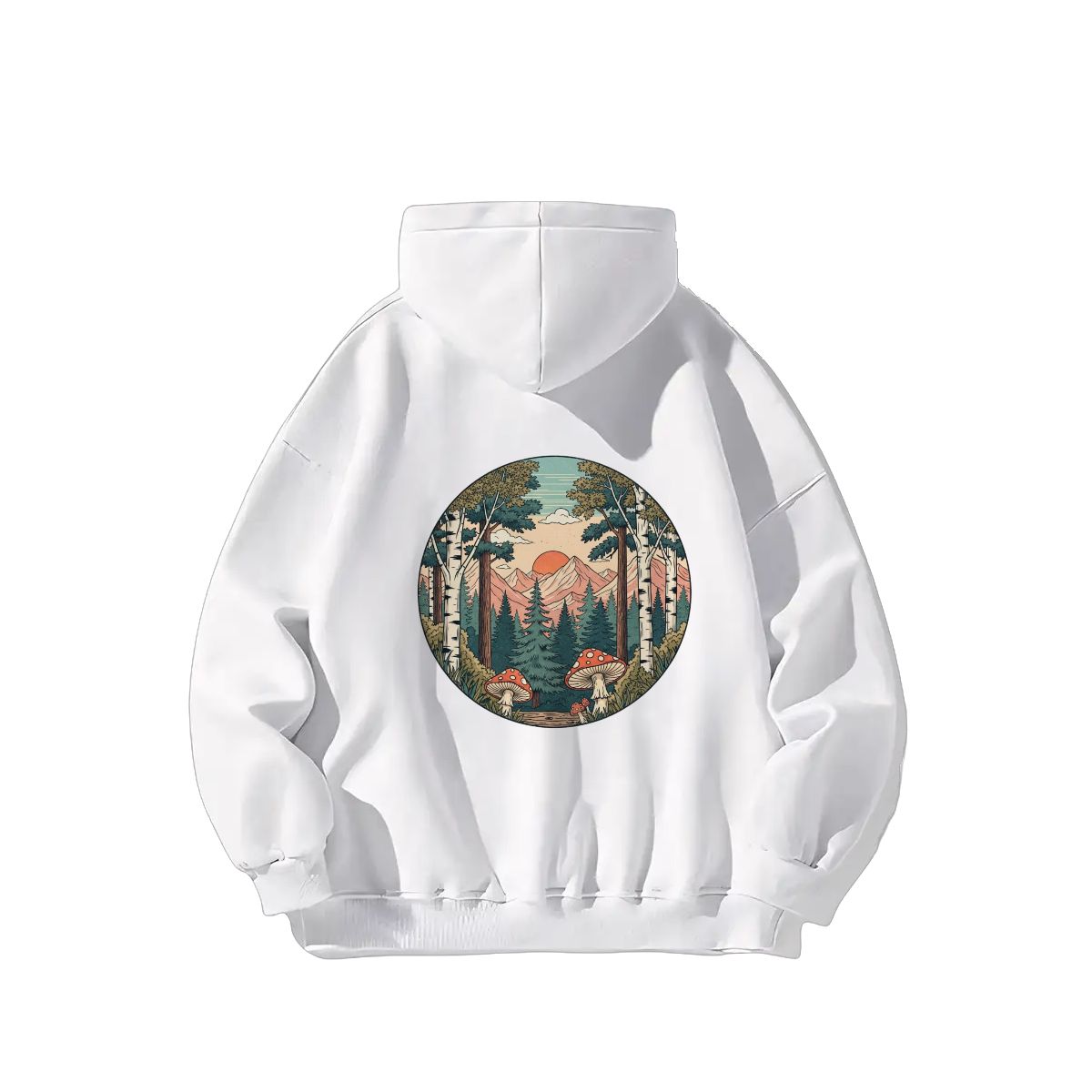 "Fungi Peaks" Mushroom Adult Hoodie Double-Sided Design - Rabbit Haven