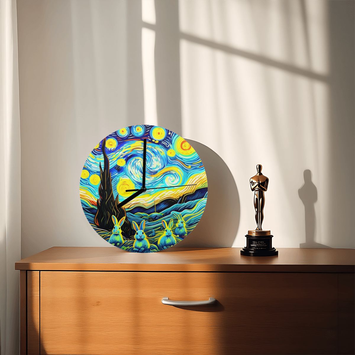 "Nightscapes" Whimsical Bunny Wall Clock