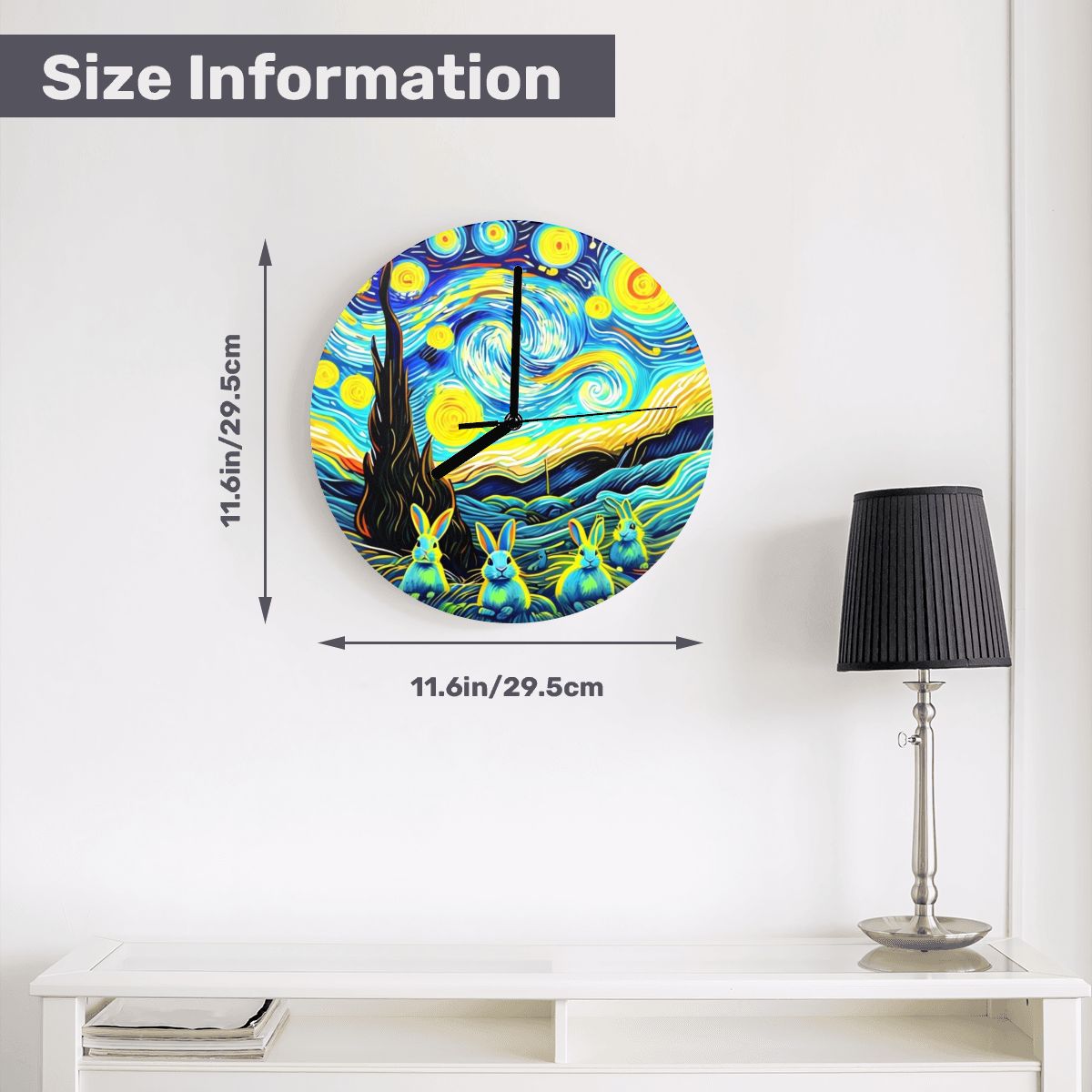 "Nightscapes" Whimsical Bunny Wall Clock