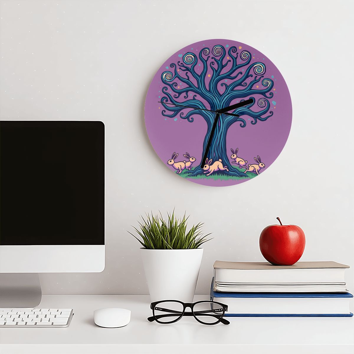 "Bunny Spiral" Bunny Wall Clock