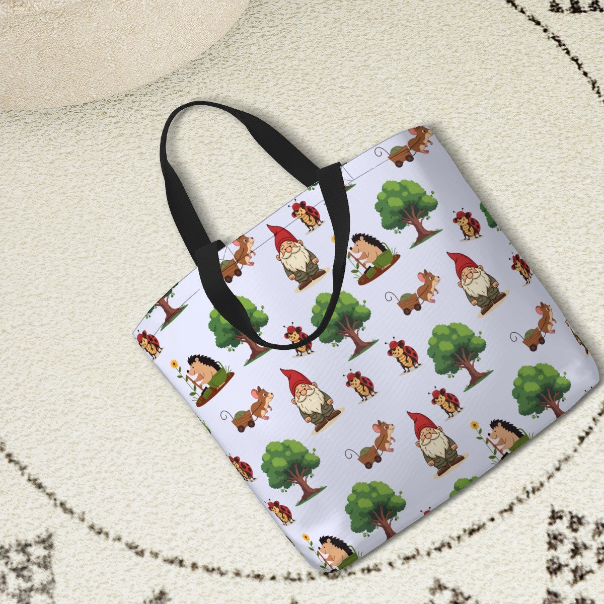 Gnome Folk & Friends Lavender Shoulder Bag – Whimsical Woodland Gnomes & Forest Animals Tote