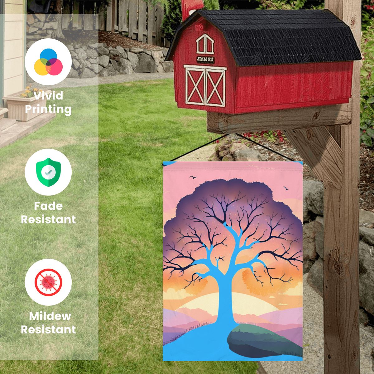Serenity Tree Garden Flag – Tranquil Tree Outdoor Yard Decor