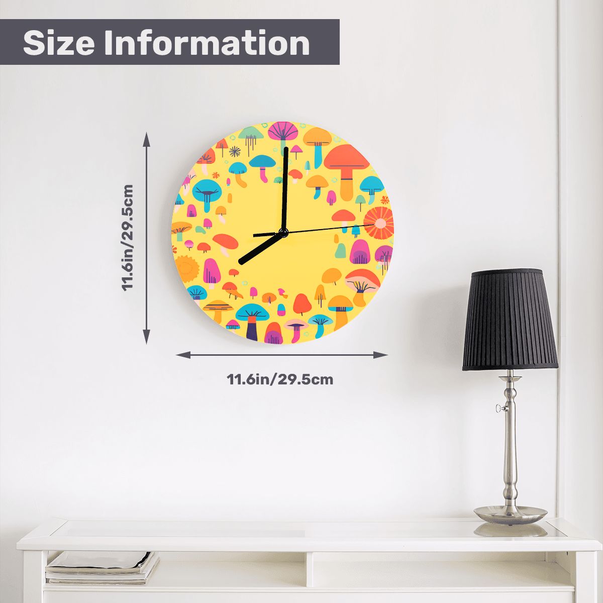"Enchanted Cap Circle" Mushroom Wall Clock