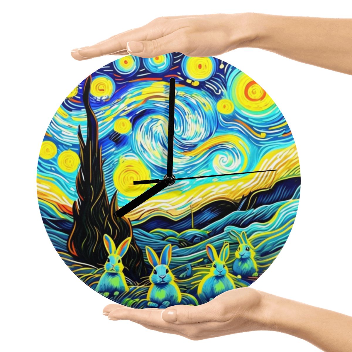 "Nightscapes" Whimsical Bunny Wall Clock