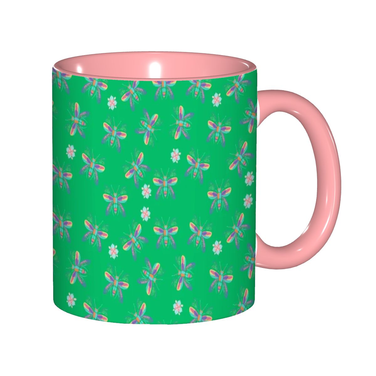 "Iridescent Flight, Green" 11oz Dragonfly Mug - Rabbit Haven