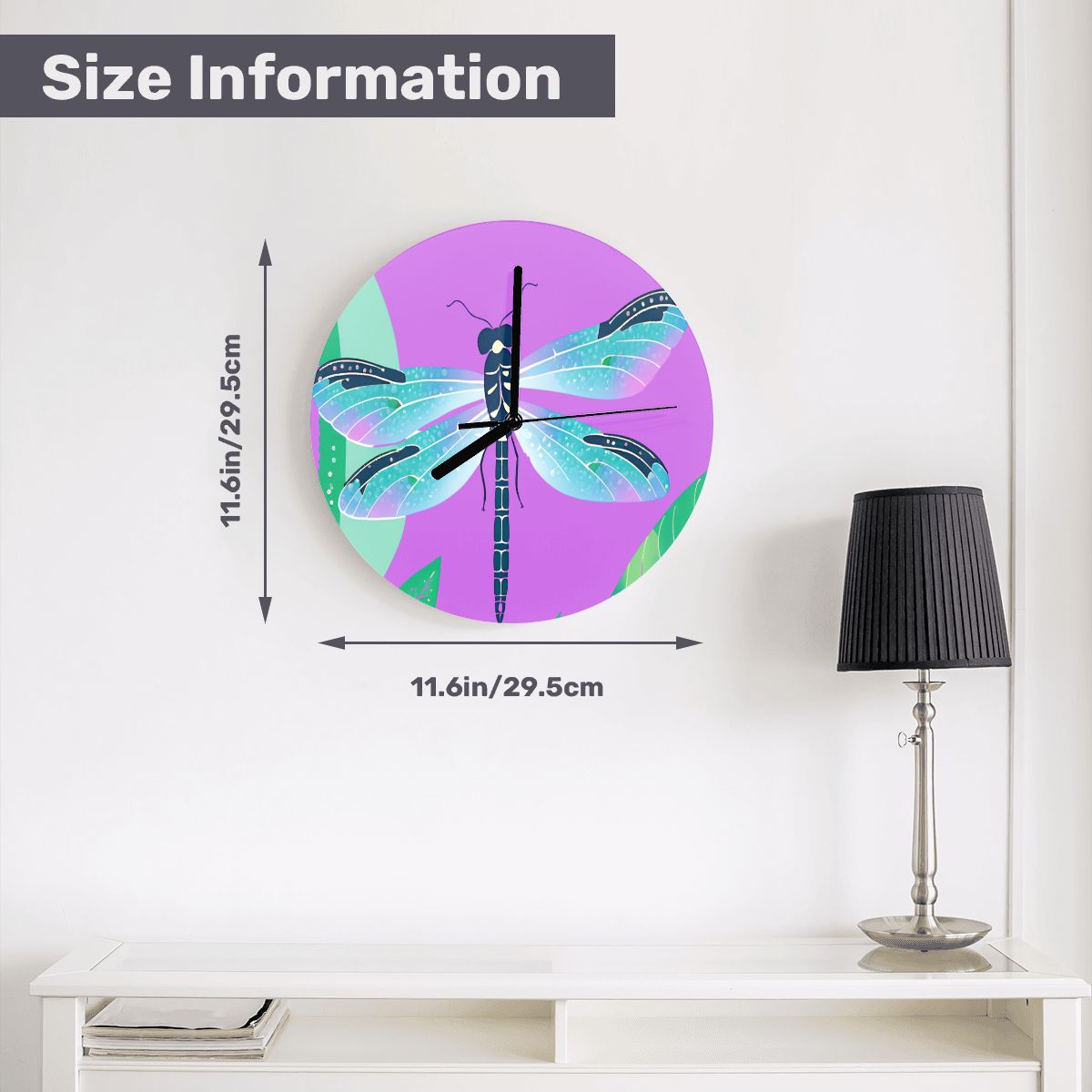 "Dragonfly Daydream" Elegant Dragonfly wall Clock