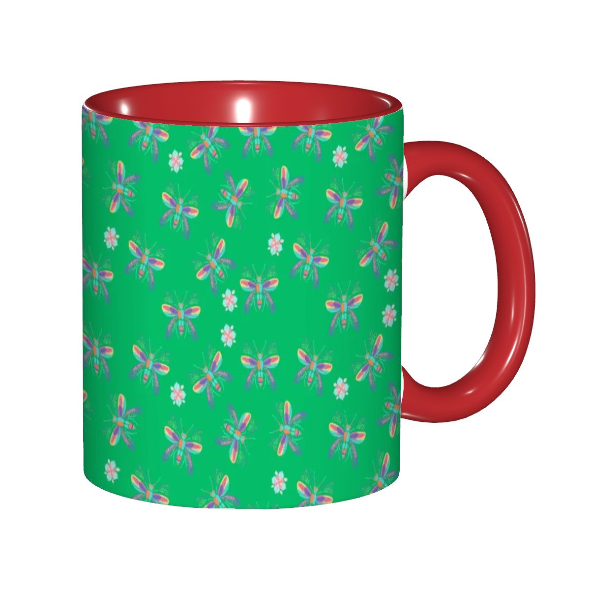 "Iridescent Flight, Green" 11oz Dragonfly Mug - Rabbit Haven