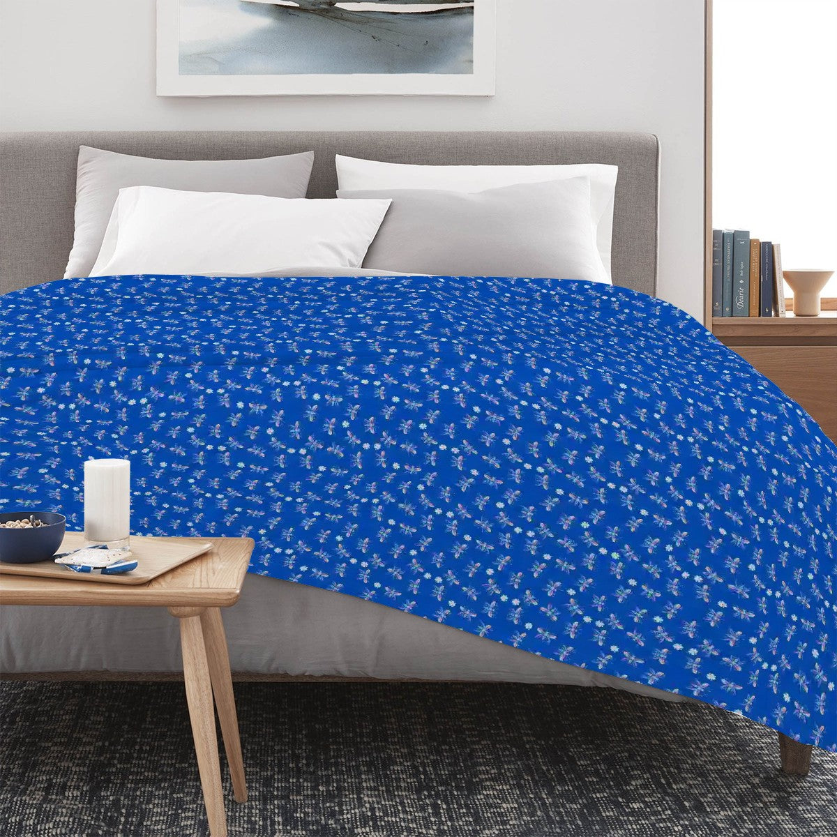 "Iridescent Flight" Blue Blankets - Rabbit Haven