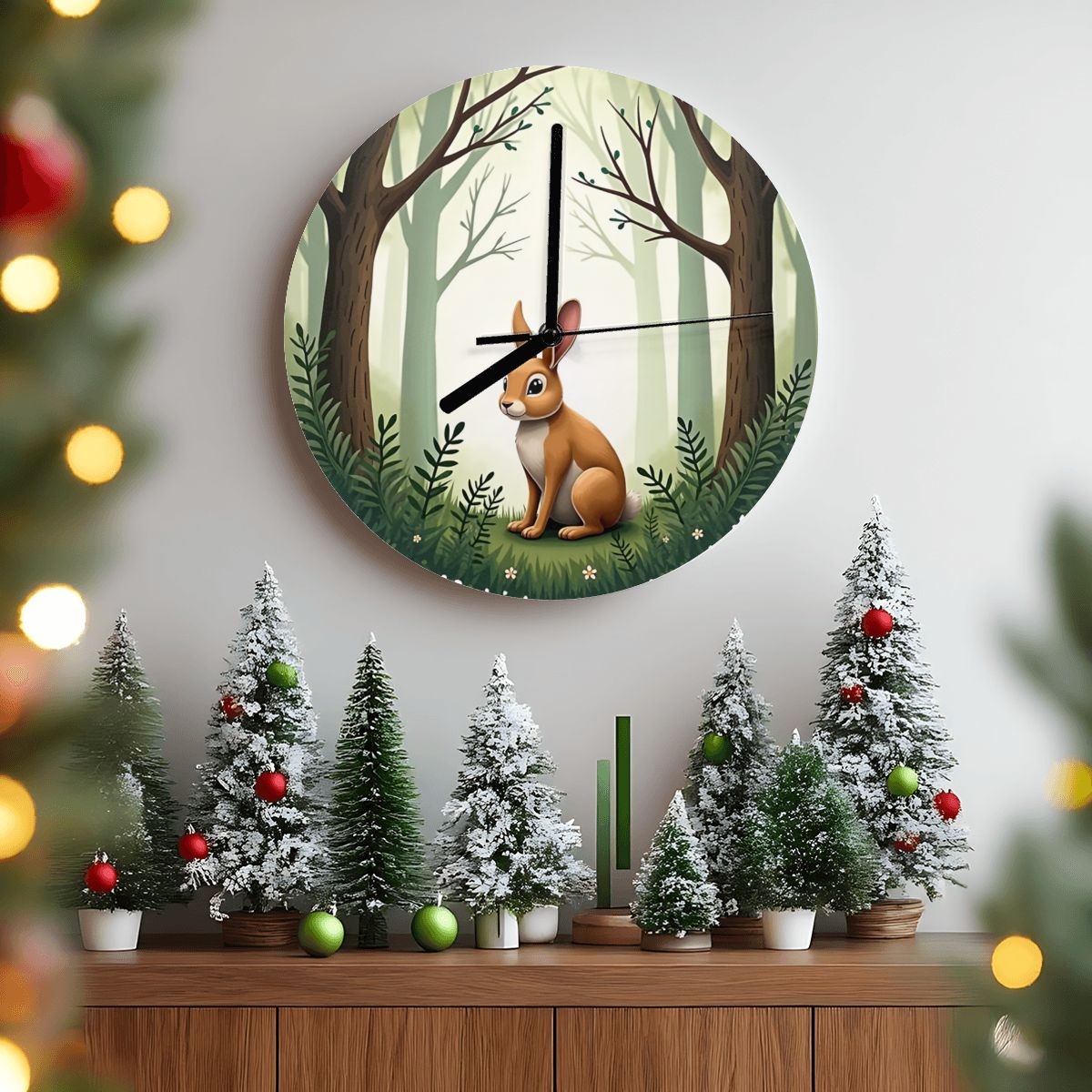"Fernwood Friend" Rabbit Wall Clock