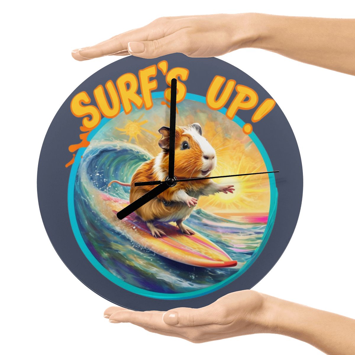 "Surf's Up" Cute Guinea Pig Wall Clock