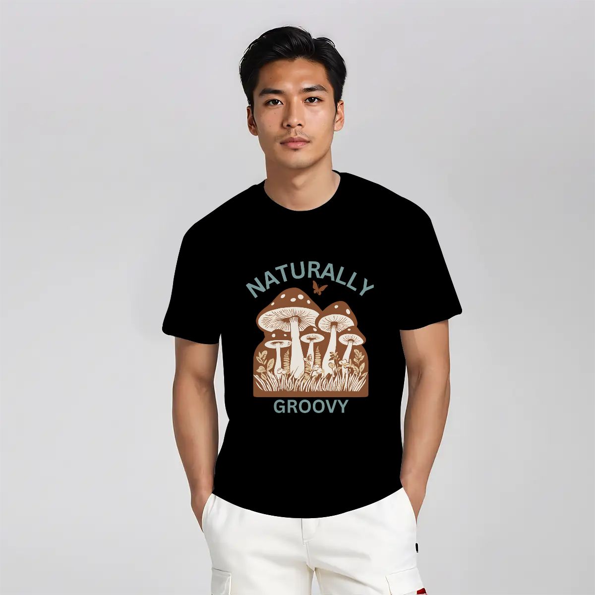 "Naturally Groovy" Mushroom T-Shirt Style1 - Rabbit Haven