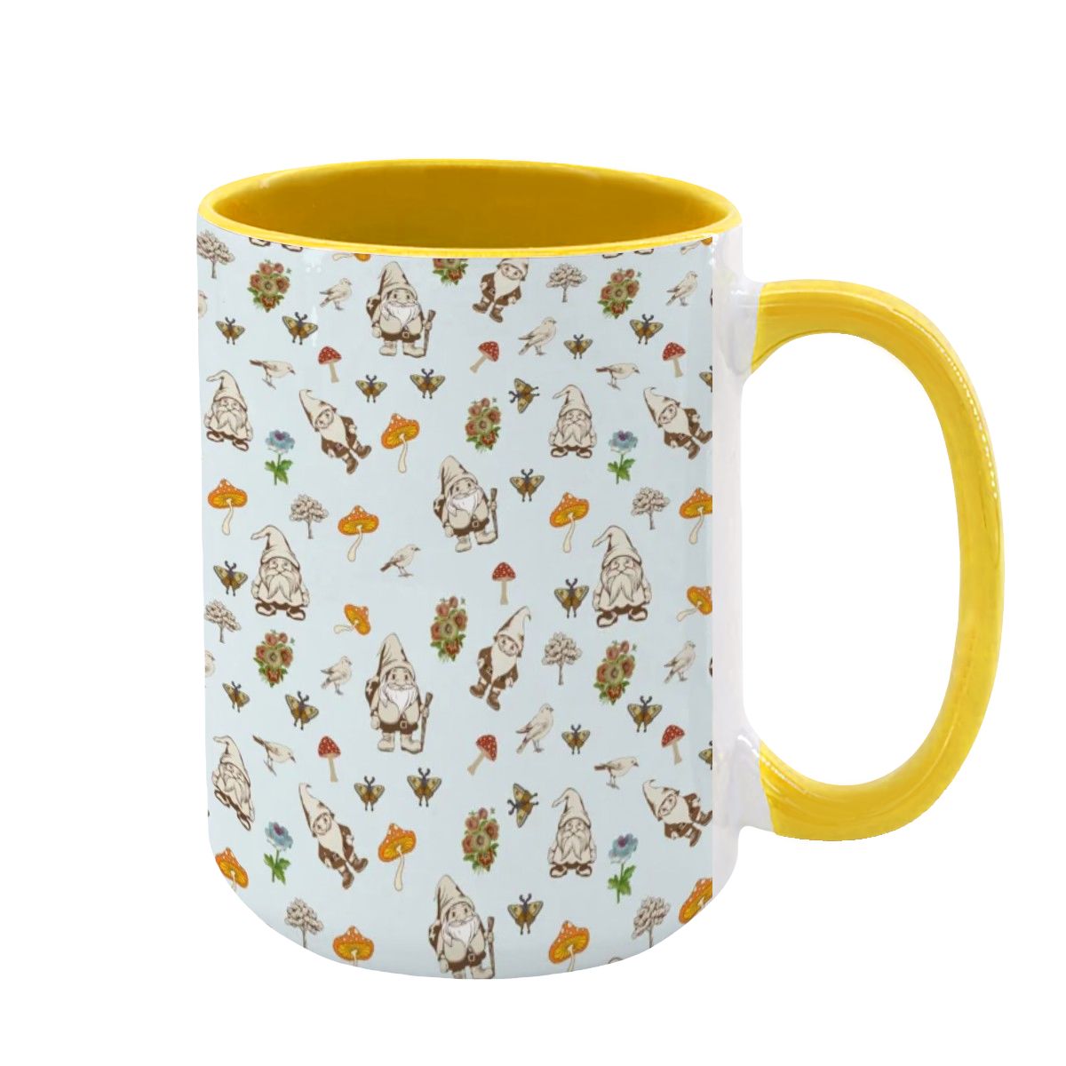 "Forest Folk, Light Blue" 15oz Gnome ang Mushroom Mug - Rabbit Haven