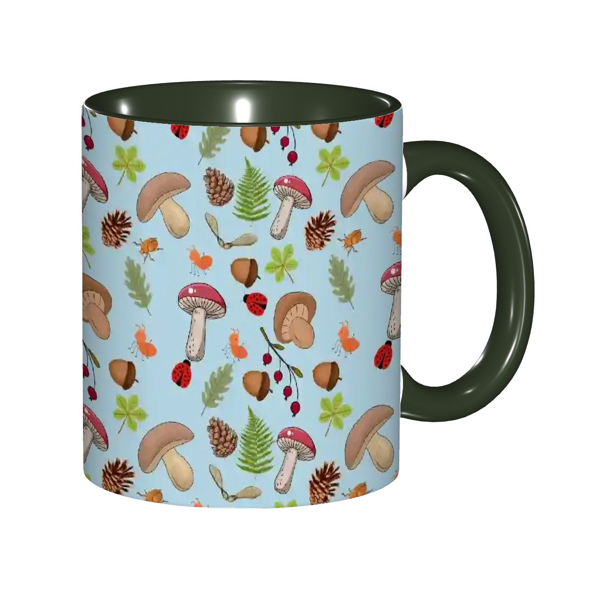 "Forest Floor, Blue" 11oz Mushroom Mug - Rabbit Haven