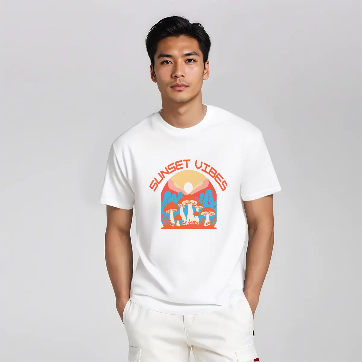 "Sunset Vibes" Mushroom T-Shirt - Rabbit Haven
