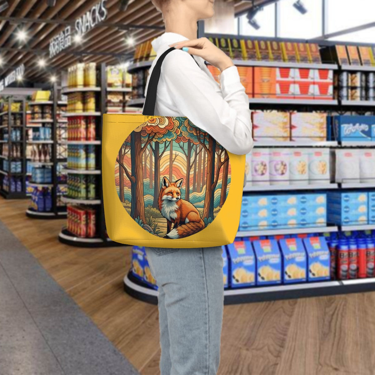 "Sunset Scout" Woodland Fox - Large Capacity Zipper Shoulder Bag