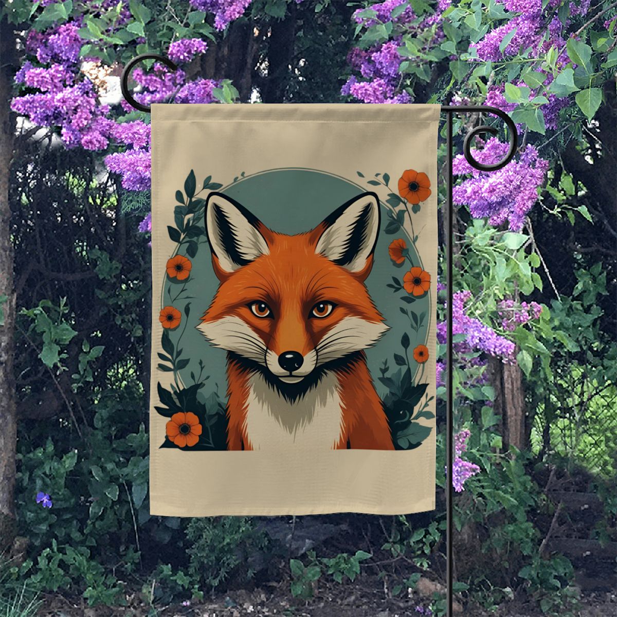 Flora Fox Garden Flag – Cute Fox and Floral Outdoor Decor