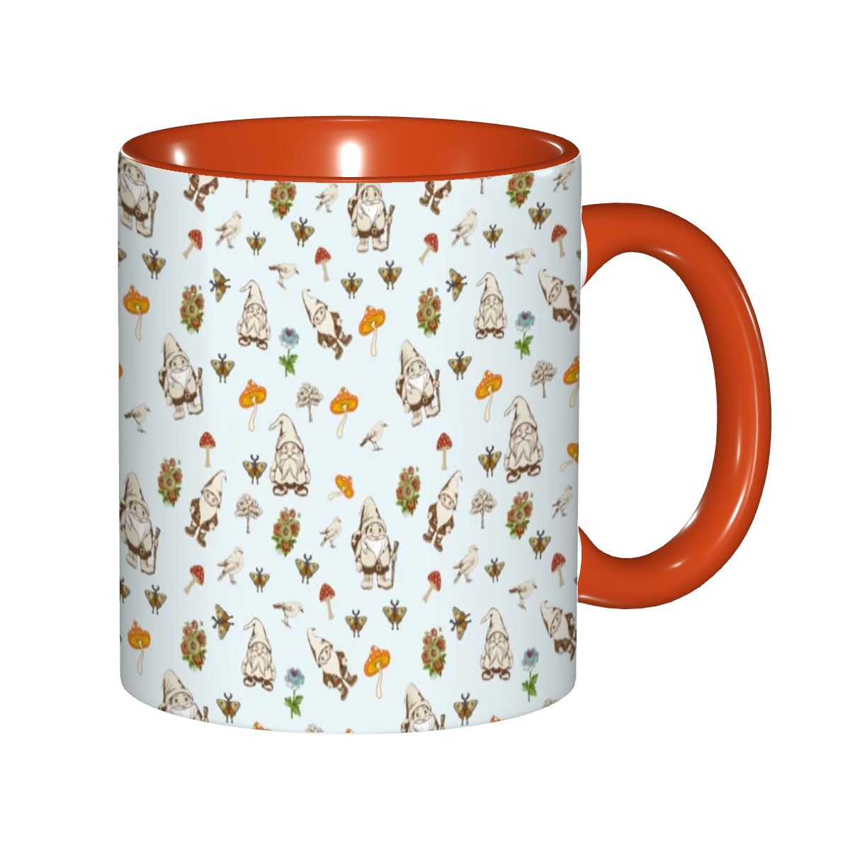 "Forest Folk, Light Blue" 11oz Gnome and Mushroom Mug - Rabbit Haven