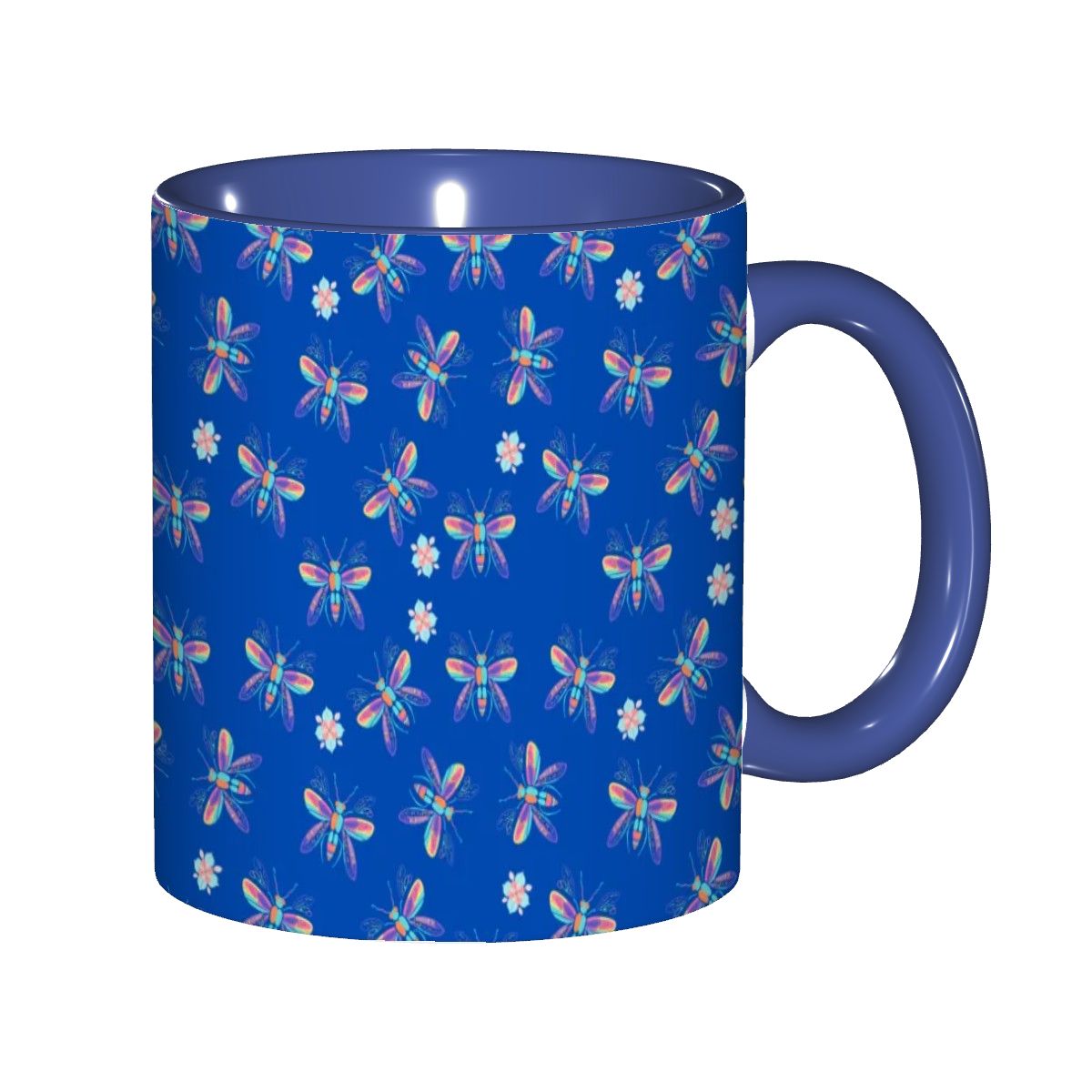 "Iridescent Flight, Blue" 11oz Dragonfly Mug - Rabbit Haven