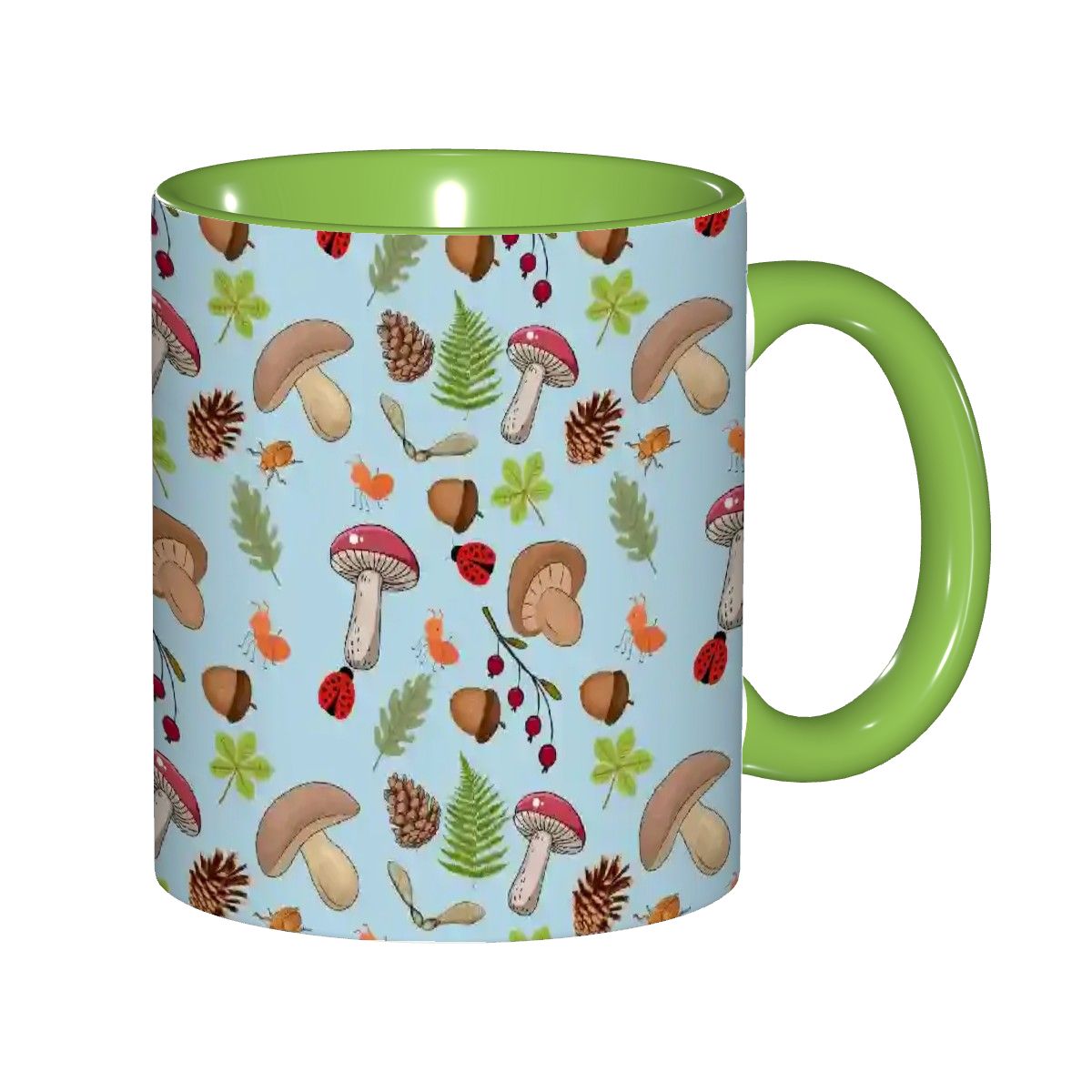 "Forest Floor, Blue" 11oz Mushroom Mug - Rabbit Haven